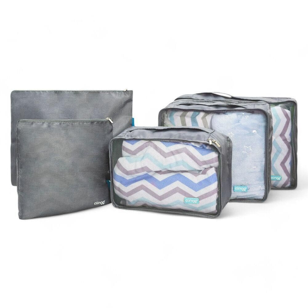 Organizadores De Bagagem Práticos E Elegantes - Conjunto Cinza 5 Peças Para Viagens Organizadas