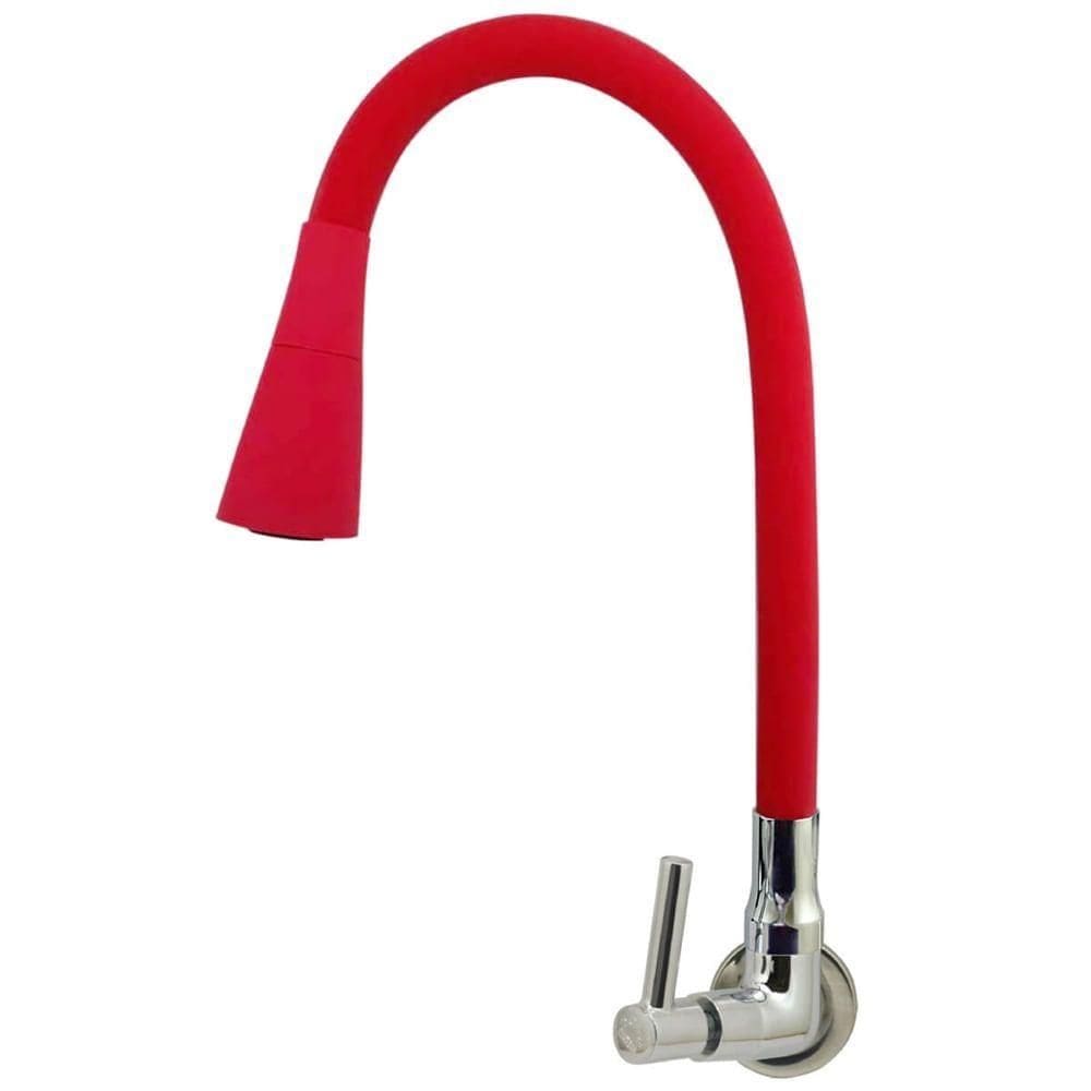 Torneira De Parede Tubo Gourmet Duplo Cone 1-4 De Volta Vermelha Para Pia 6163 - 772235 - Stoc