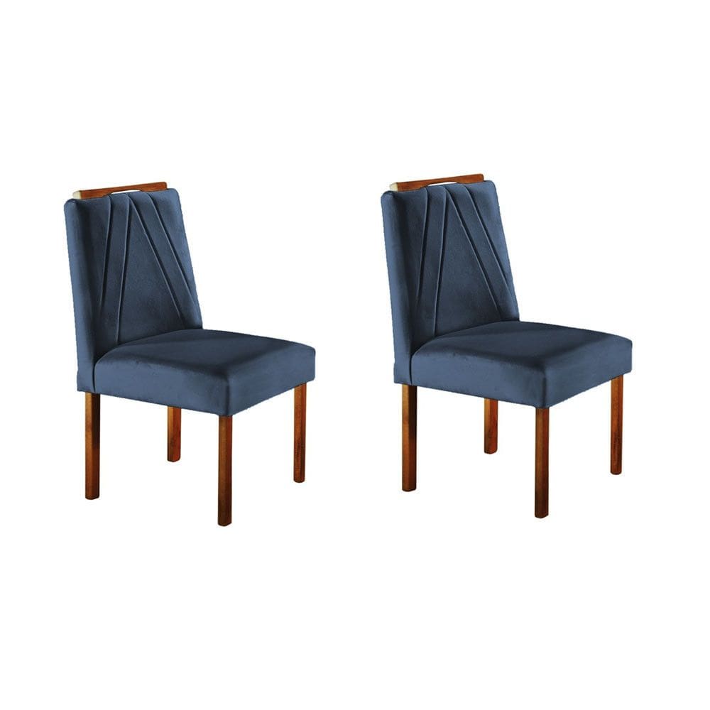 Kit 2 Cadeiras Safira Estofadas em Madeira Maciça Veludo Móveis Mundial