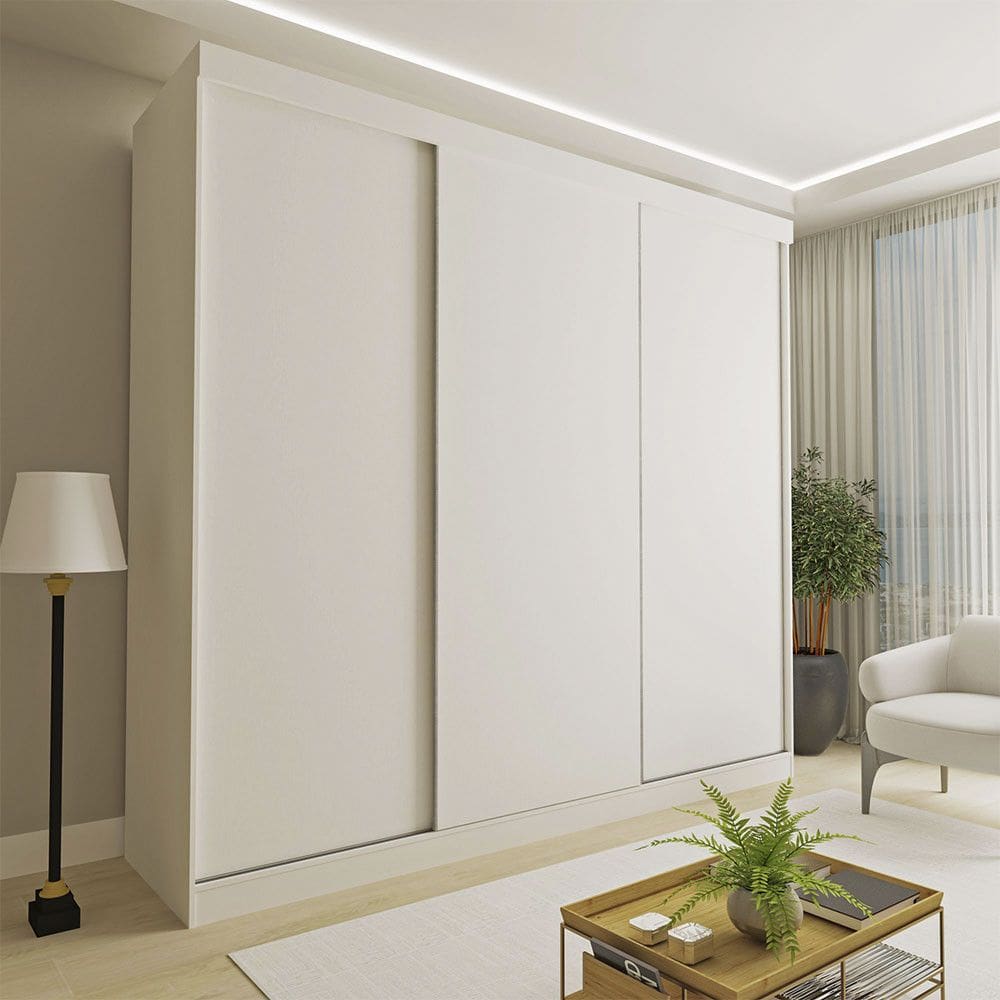 Guarda Roupa Casal Cronos 3 Portas de Correr 4 Gavetas Minastex