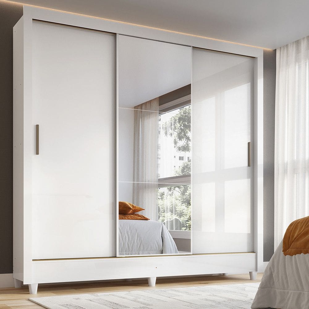Guarda-Roupa Casal 3 Portas de Correr Com Espelho Fran?a Santos Andir?