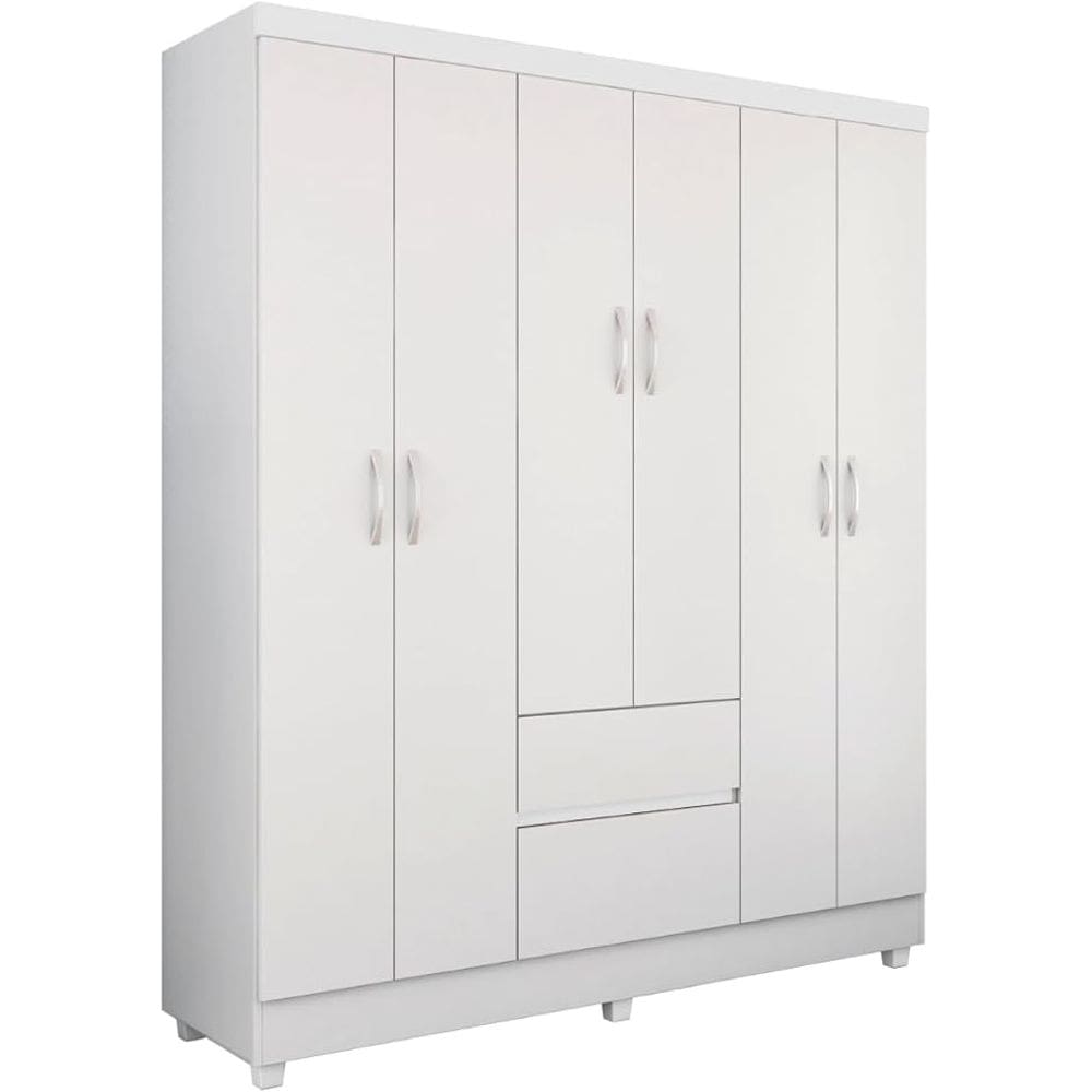 Guarda Roupa FLASH 6 portas e 02 gavetas BRANCO/ROSA Flex