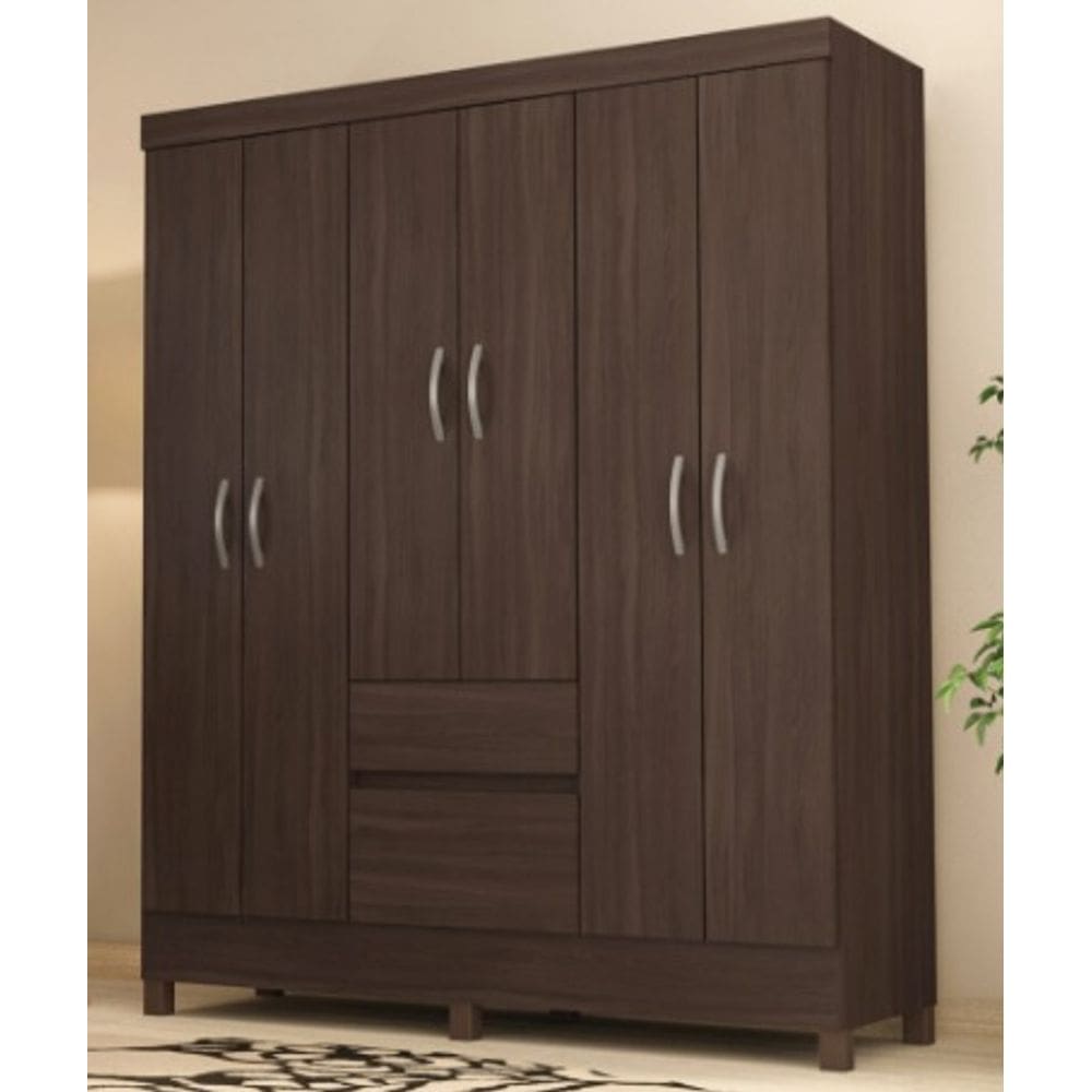 Guarda Roupa FLASH 6 portas e 02 gavetas marrom escuro