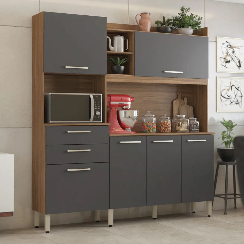 Kit Cozinha Select Amendoa/Grafite