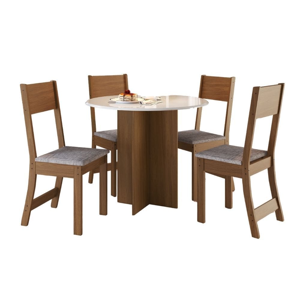 Conjunto Mesa Alice - Redonda 4 Cadeiras - Indekes