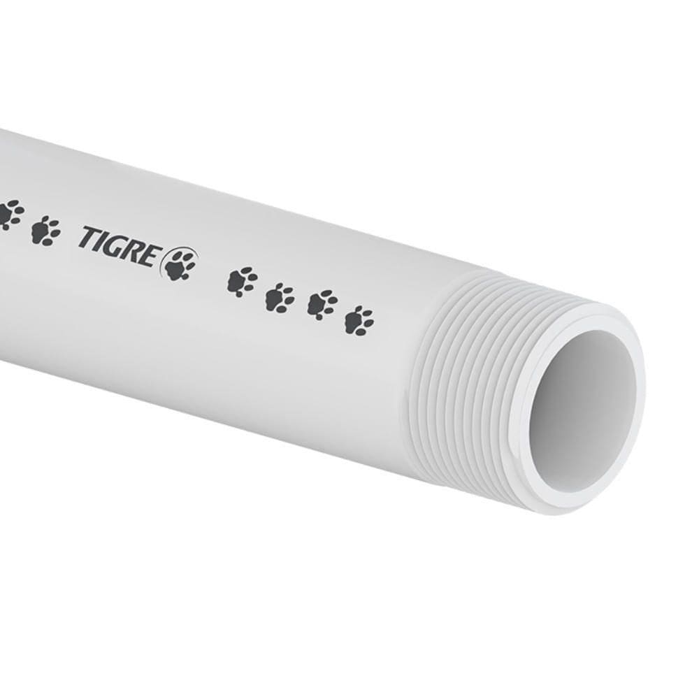 Tubo De Rosca Pvc Branco 1.1-2” 50mm 6 Metros - 10001943 - Tigre Tubo Rosca 1.1-2x6m Branco