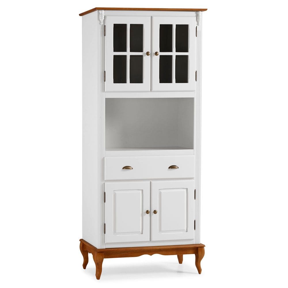 Cristaleira 4 Portas 3 Prateleiras e 1 Gaveta e Nicho 60810 Hannover Linz Móveis - Branco/Imbuia Glazer