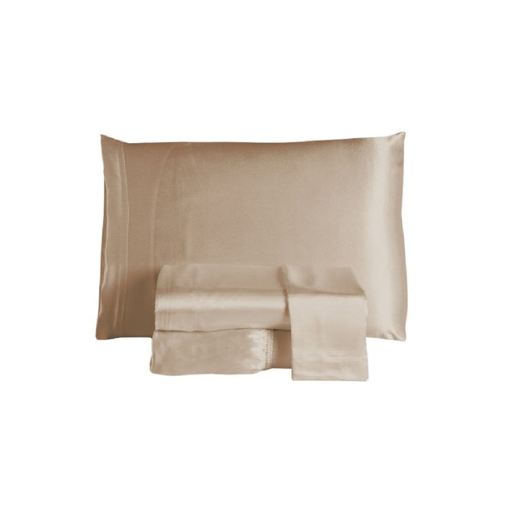 Jogo Lençol King Cetim Charmous 4pç 100% Poliéster - Bege