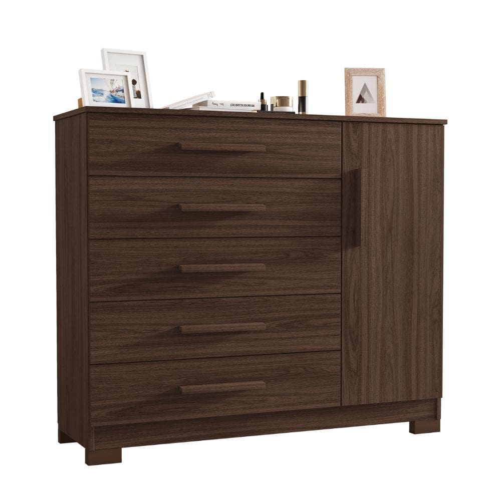 Cômoda Pietra 1 Porta 5 Gavetas Tampo 18mm Pés em PVC JCM