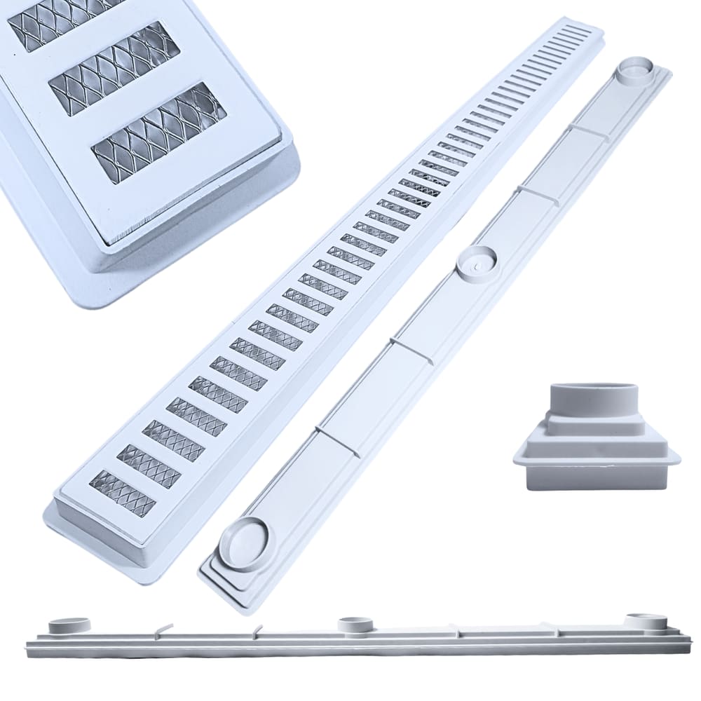 Ralo Linear para Banheiro Apartamento Alumínio Branco 70cm x 5cm Cocho Raso