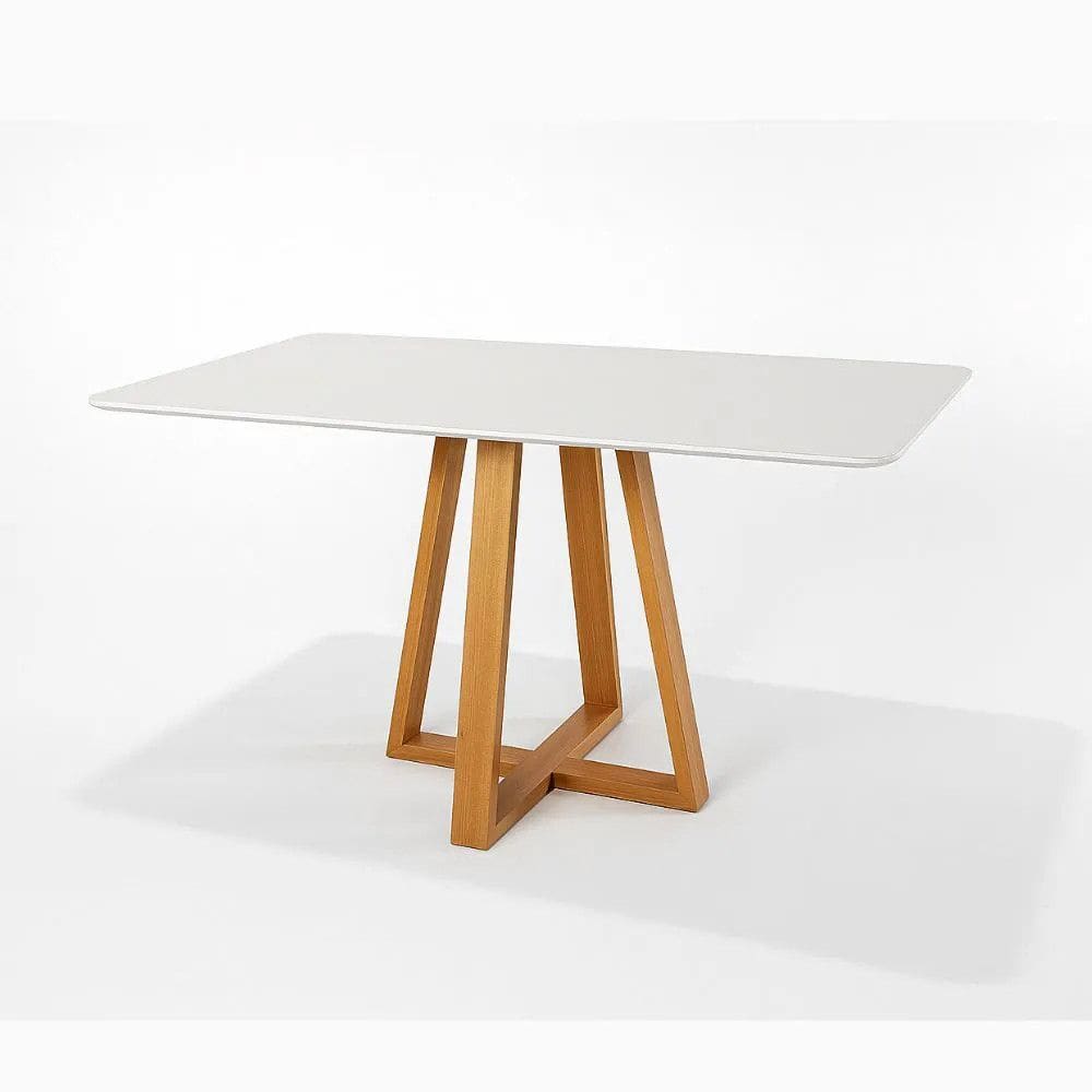 Mesa De Jantar Luna Retangular Tampo Laqueado Com Vidro 140x90 Luka Decor