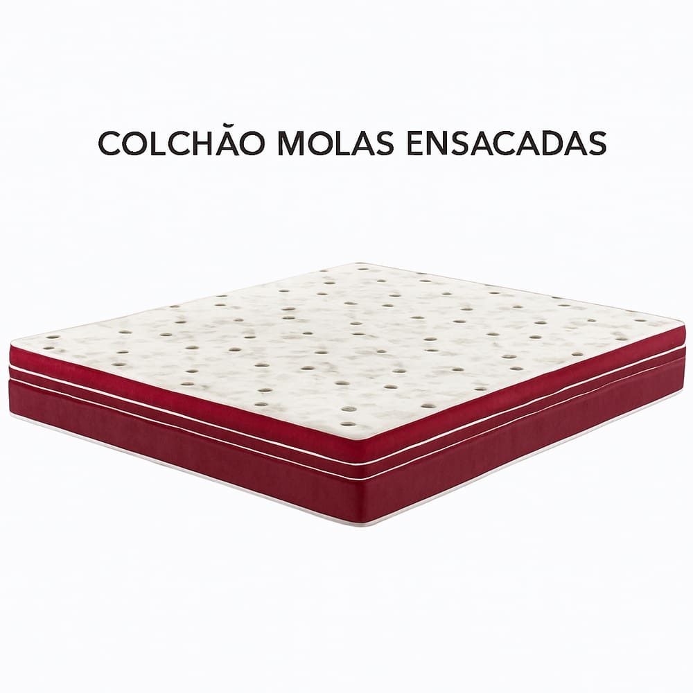 Colchão Molas Ensacadas 198x203x28 - Lateral Vinho PREMIUM