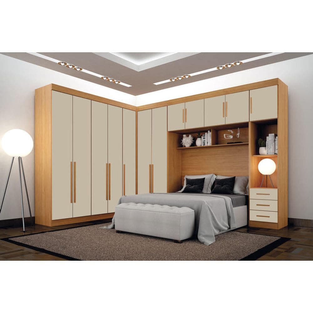 Modulado Completo 7 Portas 9 Gavetas - Orion-Cinamomo/Off White - Leifer Móveis