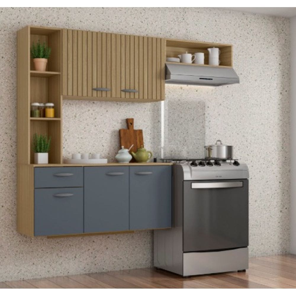 Cozinha Suspensa Isis DAMASCO RIPADO/CINZA