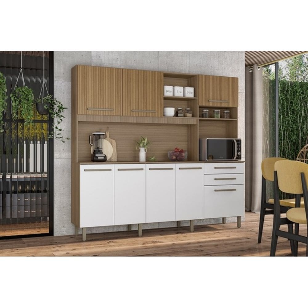 Kit Cozinha Ibiza Plus Branco Ripado