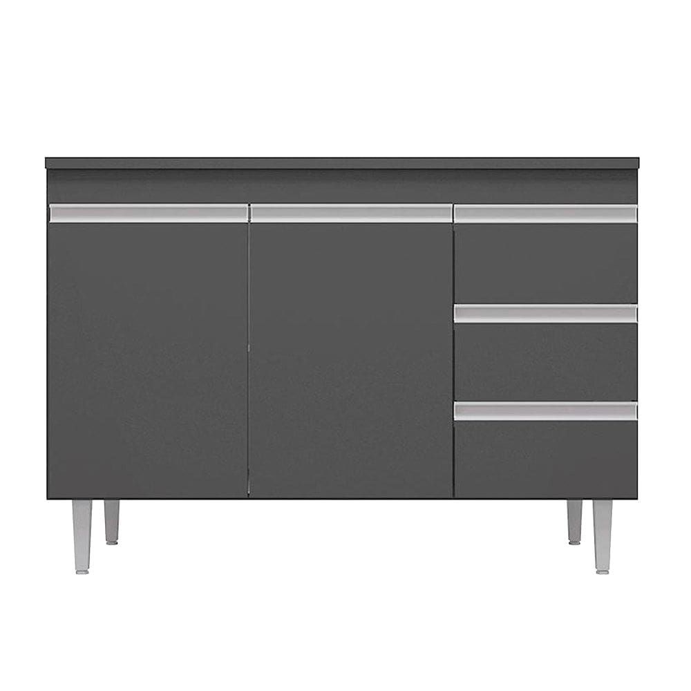 Balcão Gabinete Para Pia 100cm com Tampo 2 Portas Andréia Cinza - AJL Móveis