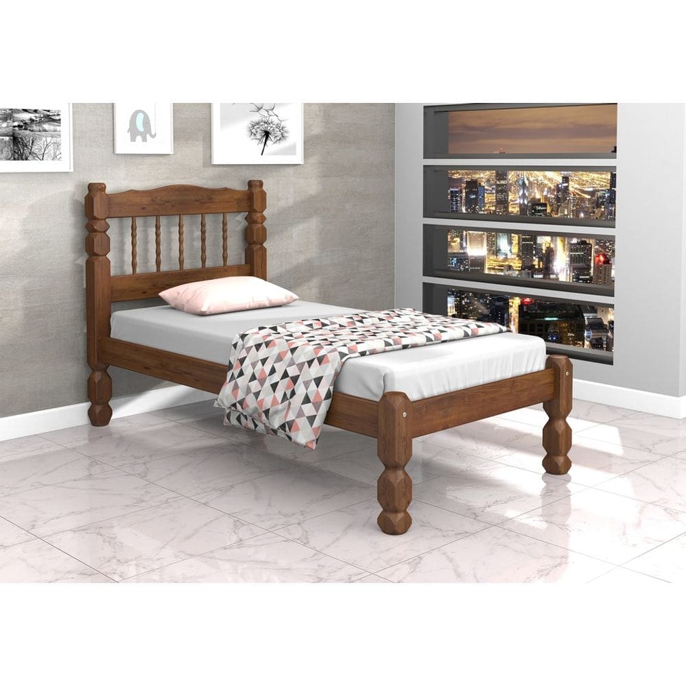 CAMA SOLTEIRO MADEIRA MACIÇA mod02 - PALMO SAIMYS CAST