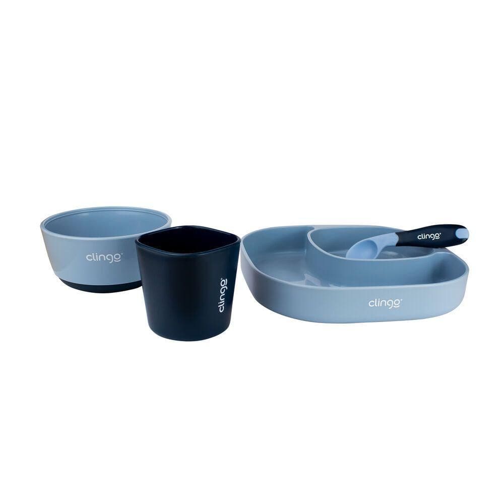 Conjunto De Utensílios De Alimentação Para Crianças Em Tons Azul - 4 Peças Com Colher Termossensível