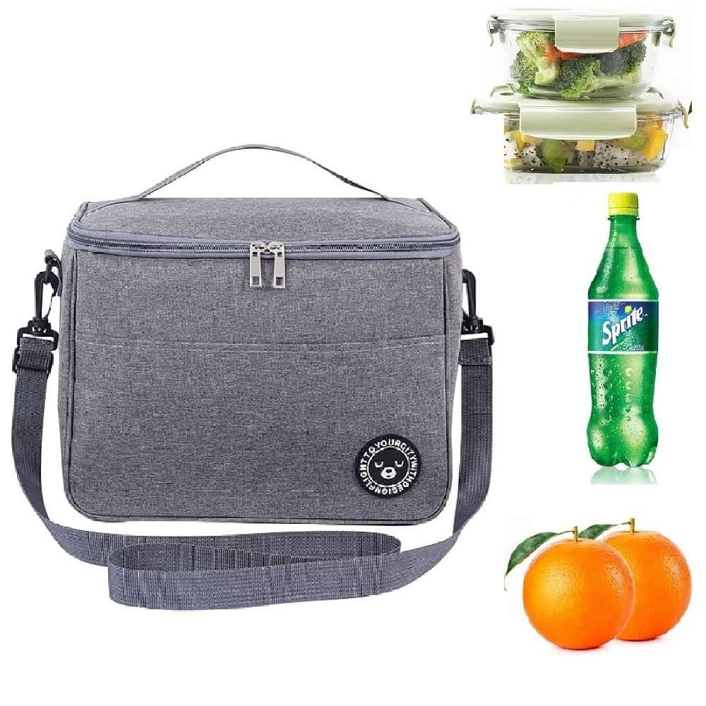 Bolsa Termica Frasqueira Impermeavel Marmiteira Fitness Academia Lanche Passeio Bolsinha Alca Removivel Cinza