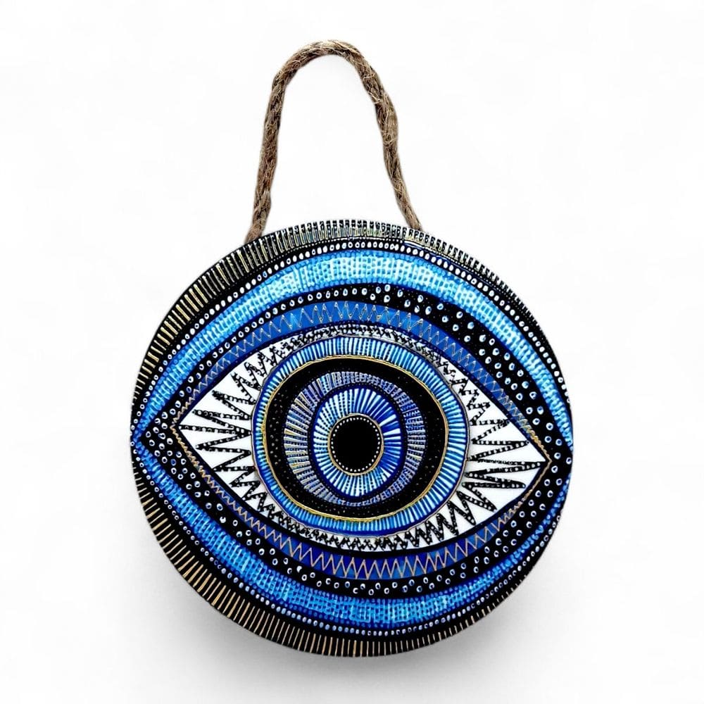 Enfeite de Parede Olho Grego Branco Mandala Detalhada 22 cm