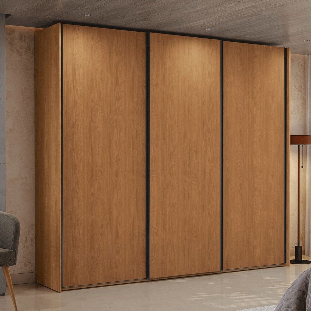 Guarda-Roupa Casal Castelar 3 Portas 4 Gavetas Canela - Kappesberg