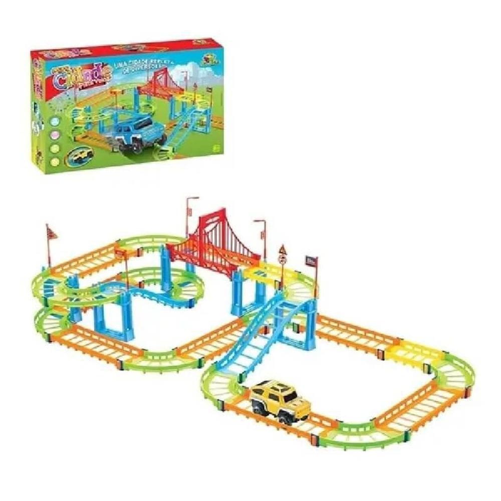 Pista Veloz Mini Cidade com 95 peças - Art Brink