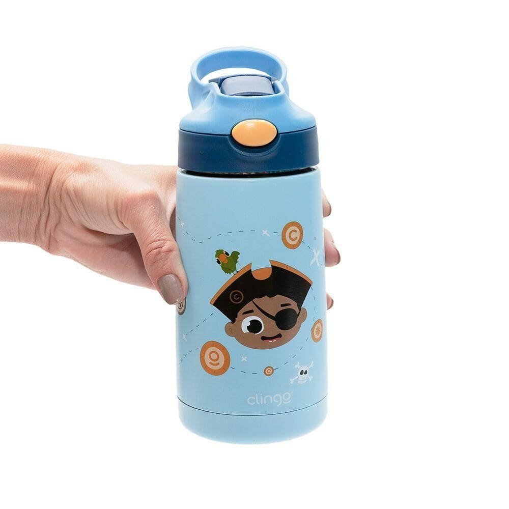 Garrafa Térmica Pirata Com Canudo - 350ml, Ideal Para O Dia A Dia Das Crianças!