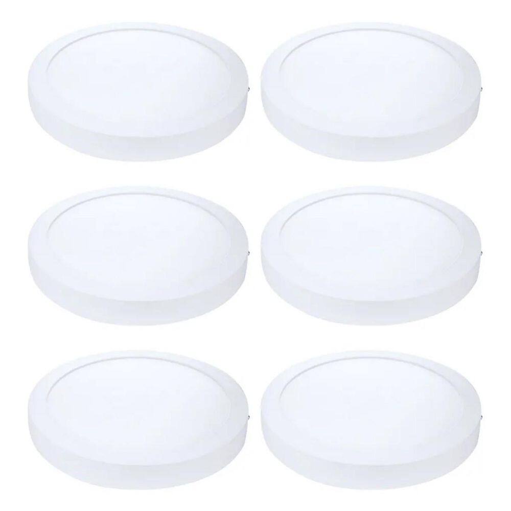 Kit 6 Painel Led Sobrepor Red Luz Branca 6500K 18W 22Cm