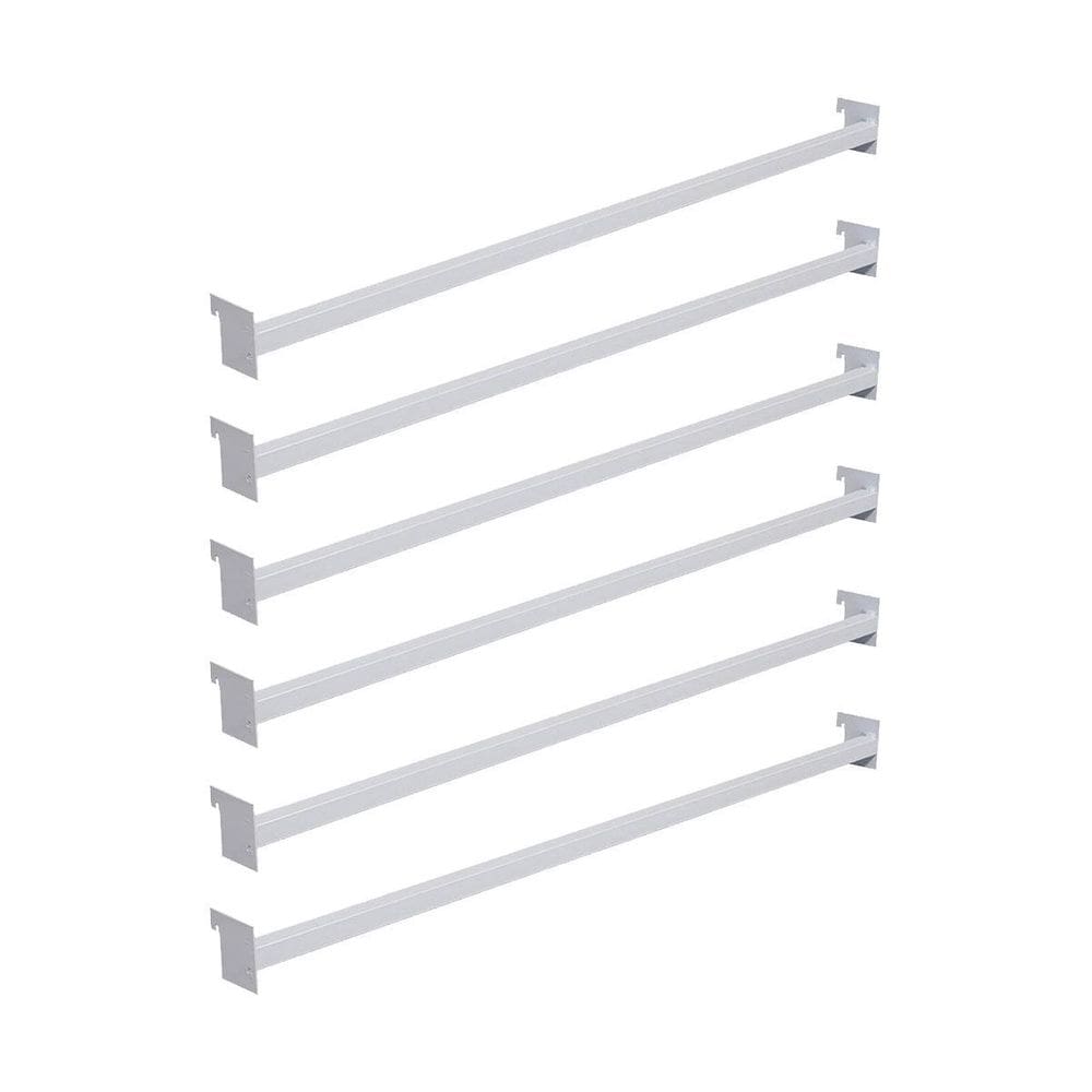 Kit 6 Réguas De Aço Carbono 73Cm Branco Para Gôndola