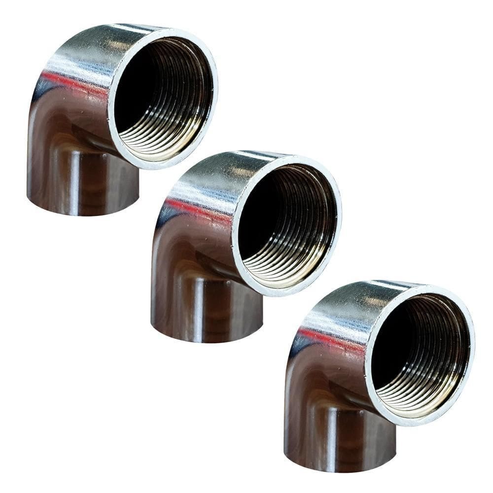 Kit 3 Joelho Cotovelo Curva 90º Metal Cromado Fêmea 1/2``