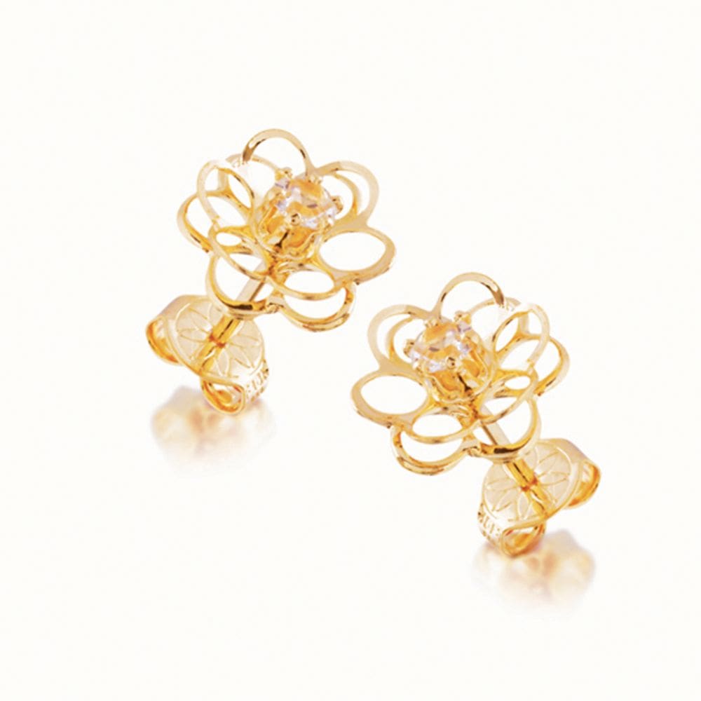 Brinco Ronnelly folheado a ouro 18k - Flor Vazada