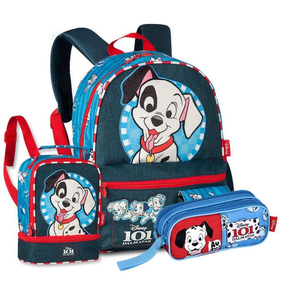 Mochila Costas 101 Dálmatas C Lancheira E Estojo Kit Escolar