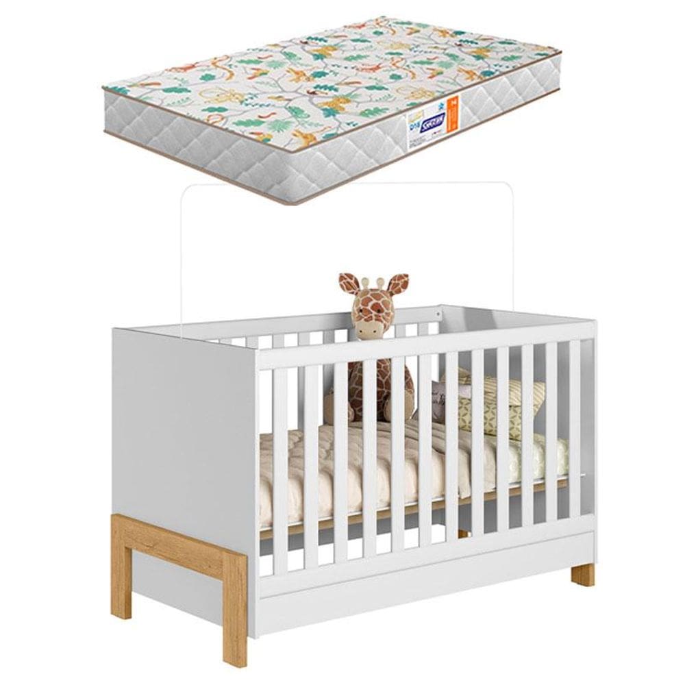 Berço Americano Mini Cama Fantasia 4300 Branco Acetinado com Colchão Gazin  –  Qmovi