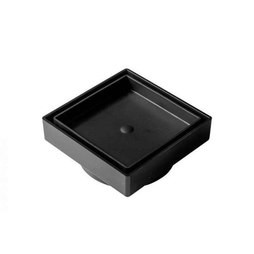 Ralo Oculto Invisível Quadrado 10X10 Cm Preto Seca Piso E