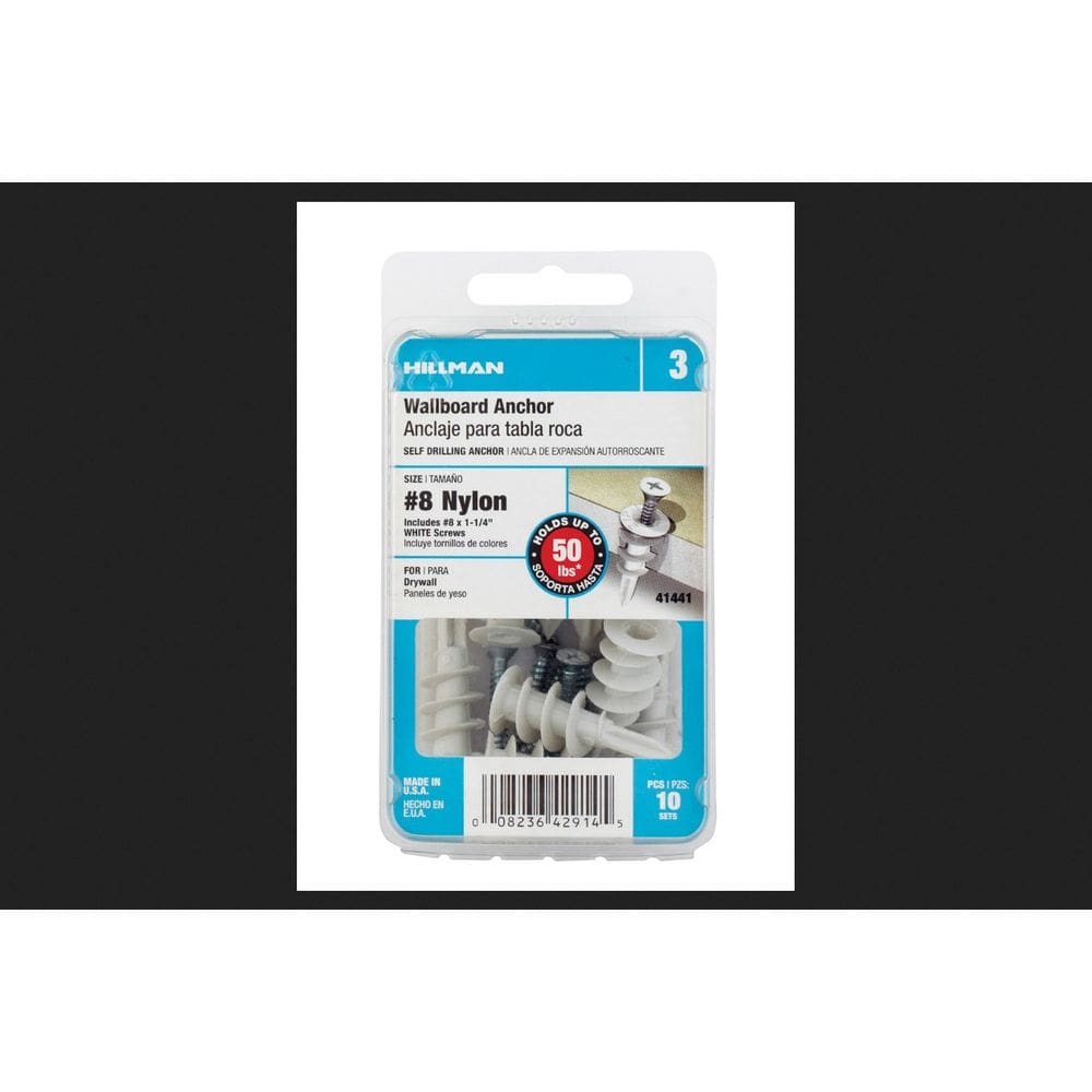 Âncoras de quadro de parede Hillman Nylon 4,2 mm de diâmetro x 3,2 cm L 10 unidades