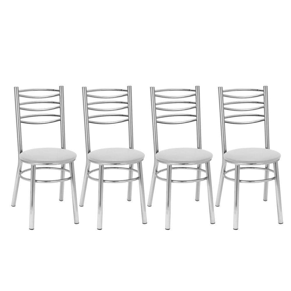 Kit 4 Cadeiras Cc33 Cromadas Treparoni Branco