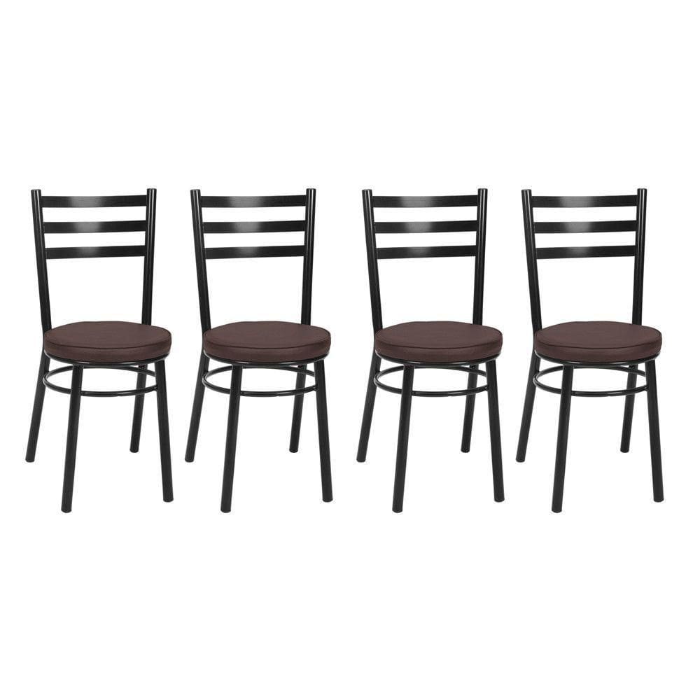 Kit 4 Cadeiras Pintadas Pretas Cp80 Debrum Treparoni Preto Com Marrom