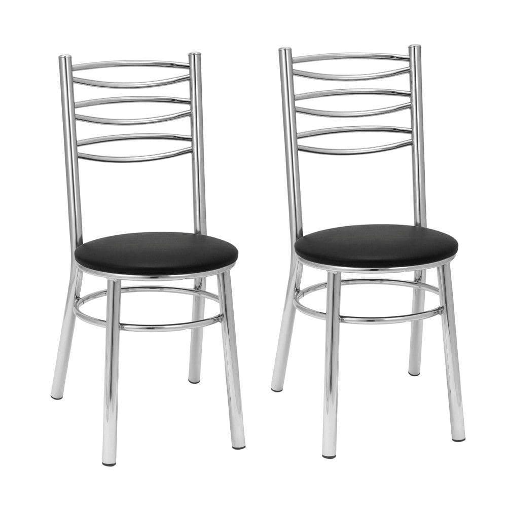 Kit 2 Cadeiras Cc33 Cromadas Treparoni Preto