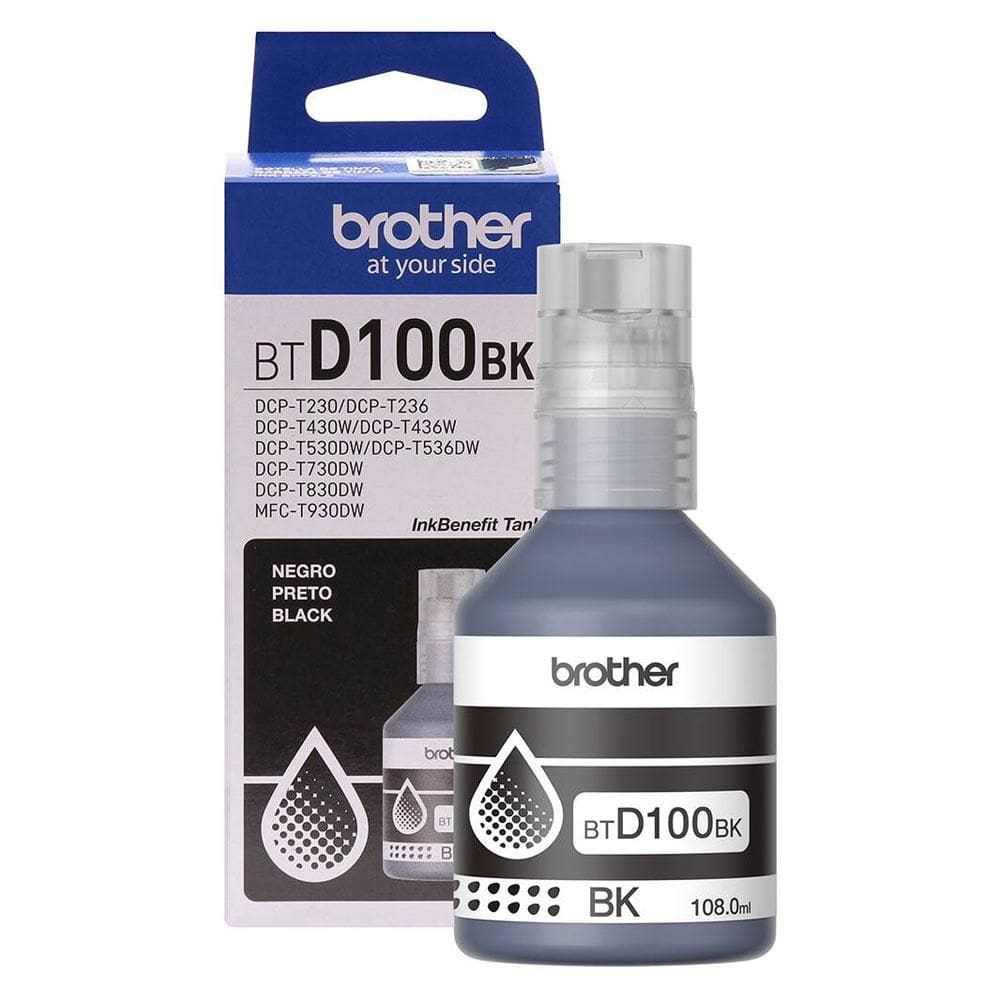 Garrafa de tinta Brother InkTank BTD100BK Preto 108ml