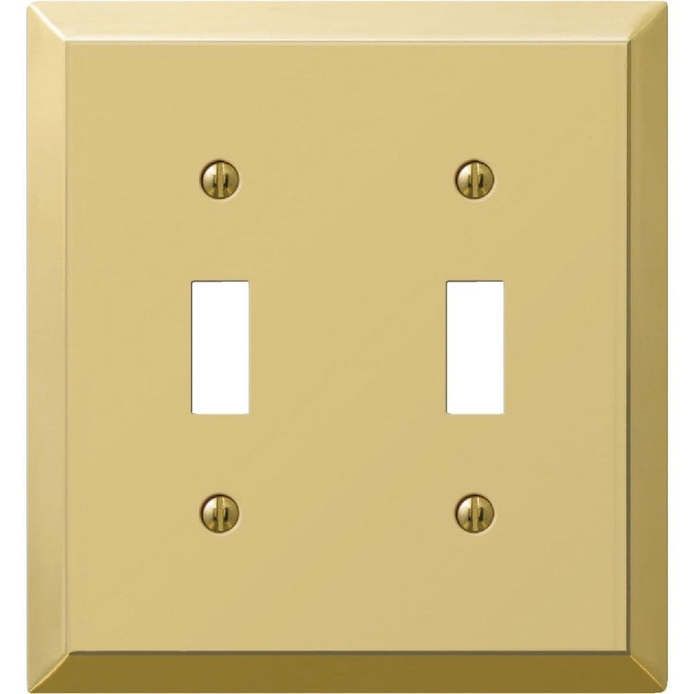 Placa de parede Westek Century Polished Brass 2-Gang Steel