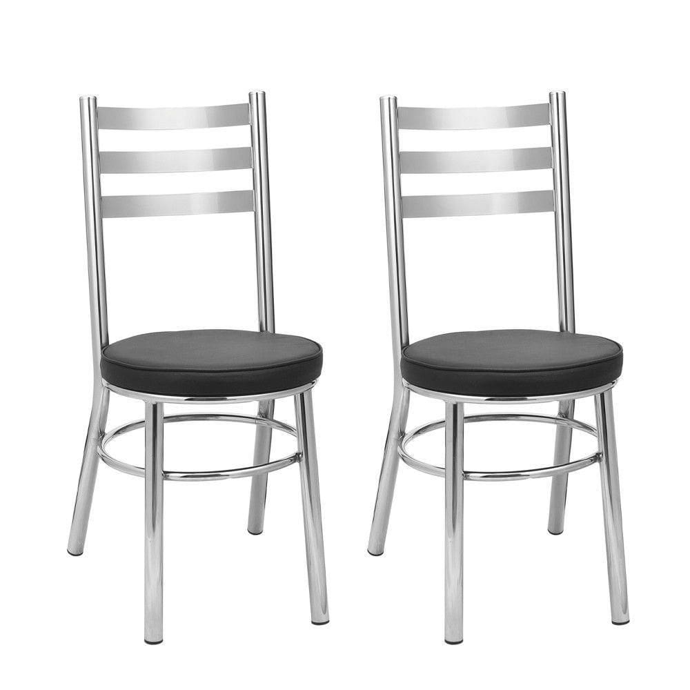 Kit 2 Cadeiras Cromadas Cc80 Debrum Treparoni Preto