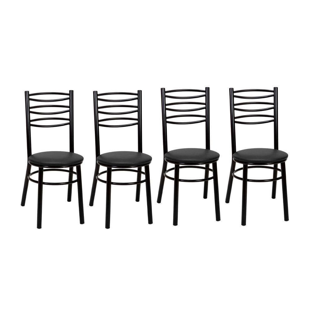 Kit 4 Cadeiras Cp33 Pintadas Pretas Treparoni Preto