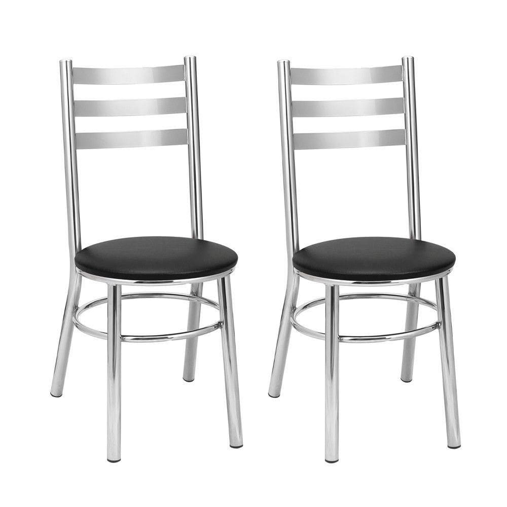 Kit 2 Cadeiras Cc81 Cromadas Treparoni Preto