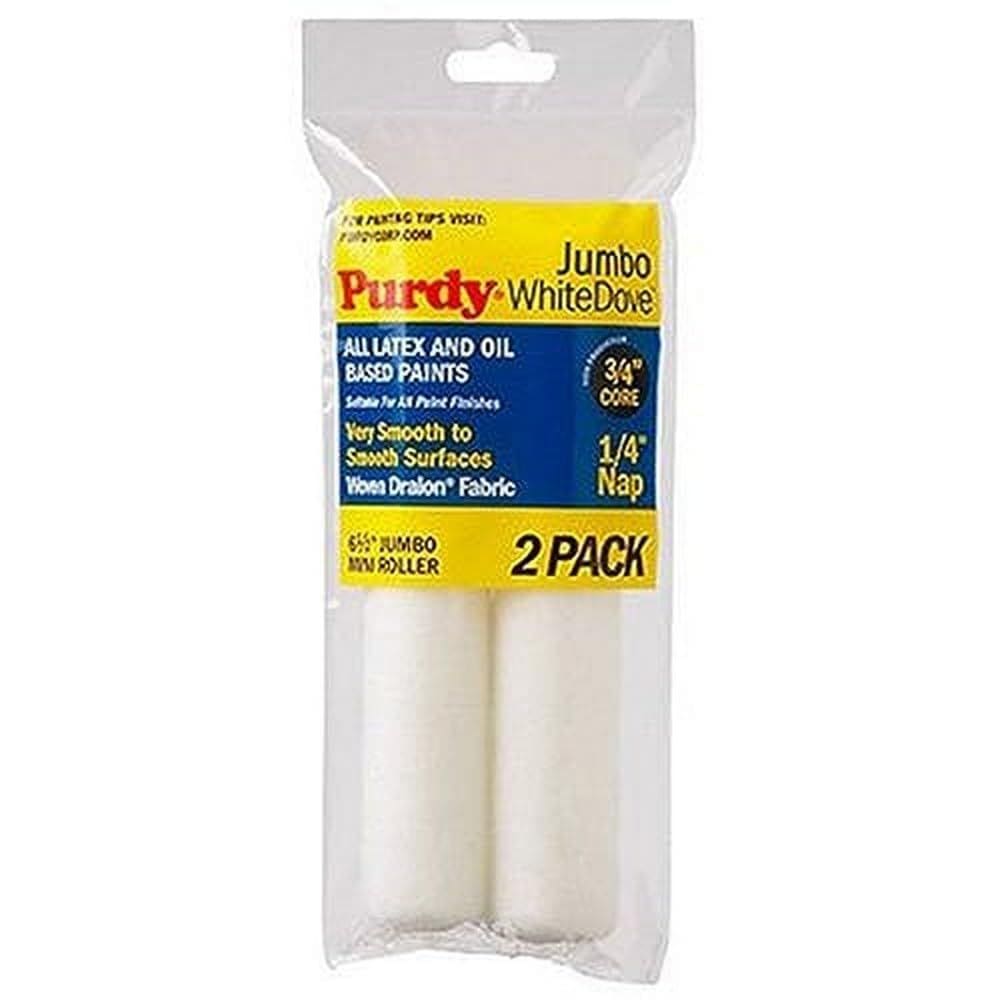 Capas de rolo de pintura Purdy Jumbo White Dove 16,5 cm 0,6 cm Nap, pacote com 2