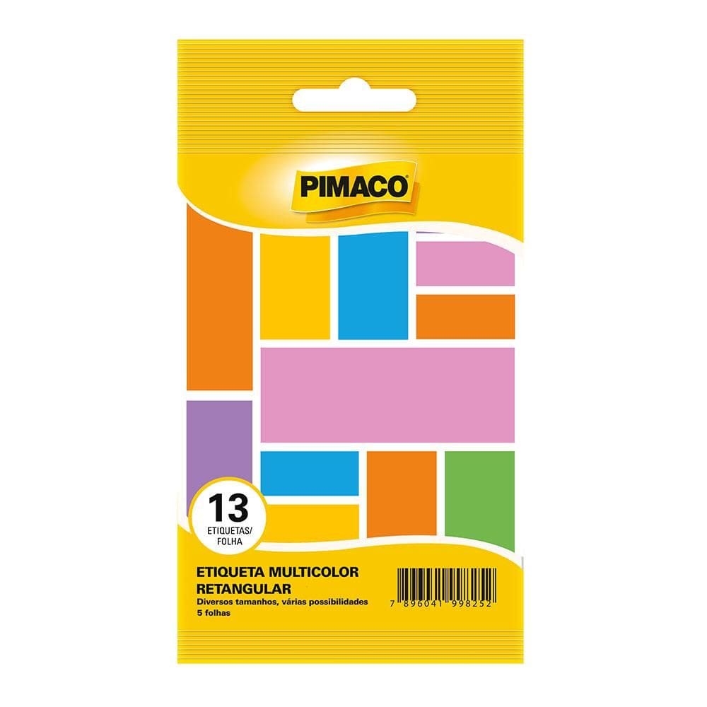 Etiqueta adesiva MULTRETAR retangular Arco-Íris - Pimaco