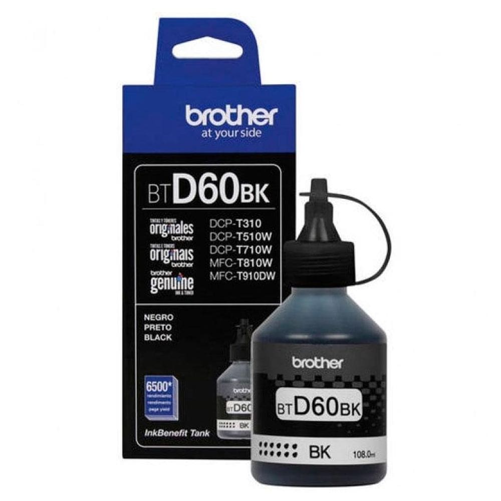 Garrafa de tinta autêntico Brother InkTank BTD60BK Preto