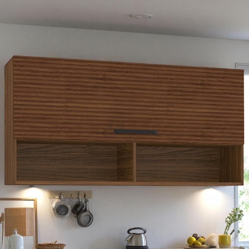 Armário c/ Basculante 120 cm Ametista Nogueira Ripado