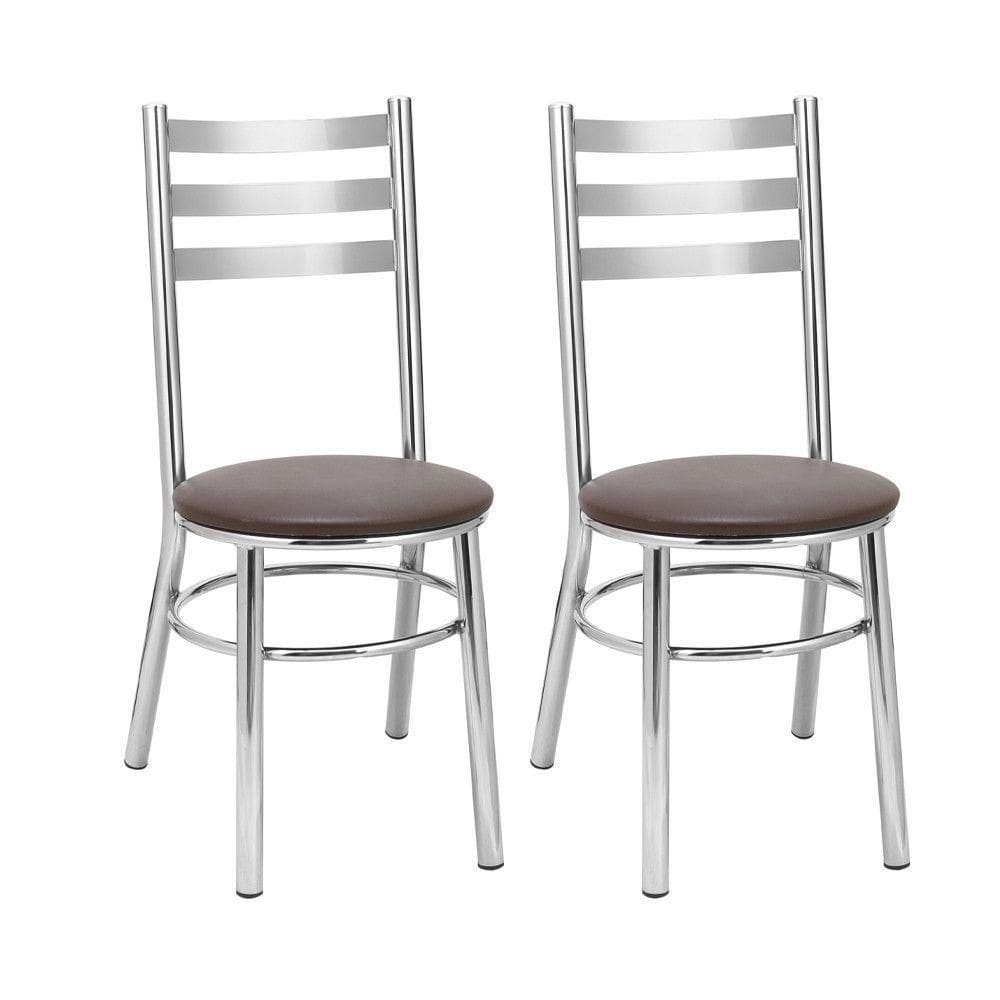 Kit 2 Cadeiras Cc81 Cromadas Treparoni Marrom