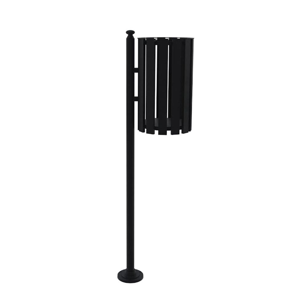 Lixeira de Rua Pátios Parques Simples Tubular Preta 151cm