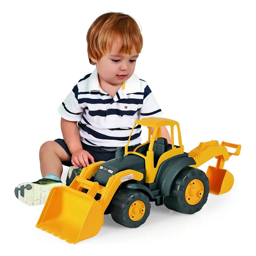 Trator Escavadeira Amarelo 70Cm Traton Homeplay